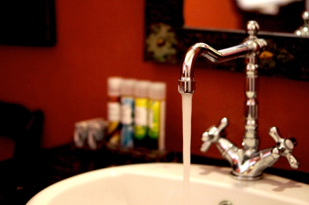 Mansion Sophia heritage villa bathroom detail in Megalochori Santorini