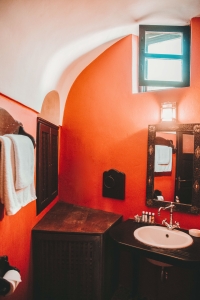 Mansion Sophia heritage villa traditional bathroom in Megalochori Santorini