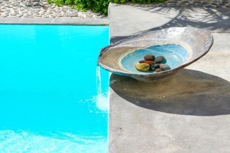 Mansion Sophia heritage villa pool detail in Megalochori Santorini