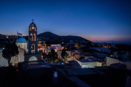 Night views from Mansion kyani heritage villa in Megalochori Santorini